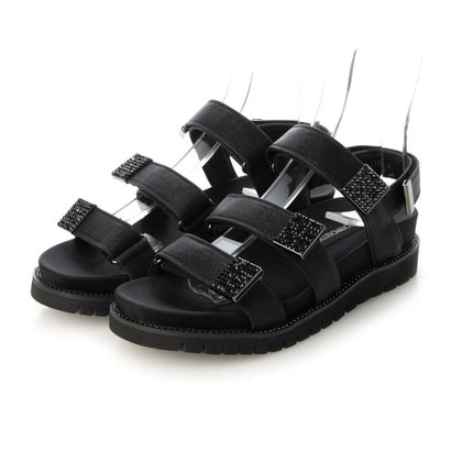 コンポジションナイン composition9 シャイニーベルクロストラップコンフォートサンダル （ブラック）