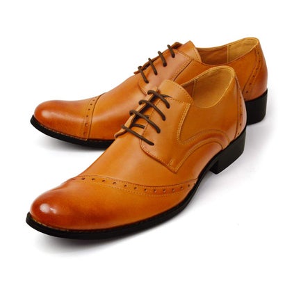 アラ モーダ alla moda ビジネスシューズ 日本製 革靴 メンズシューズ 紳士靴 レースアップ 外羽根 斜めストレートチップ （ライトブラウン）