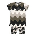 アディダス adidas ジュニア Tシャツハーフパンツセット LK MMK セットアップ IC3666 (Top:クラウドホワイト/ライトブラウン/ブランチ)