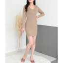 ジュリアブティック JULIA BOUTIQUE ショート丈・カシュクールタイトニットワンピース/23058 (Beige)