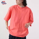 ジェーイーモーガン JEMORGAN ヘビーウエイト袖ワッペン付きドロップショルダーTee (サーモンピンク)