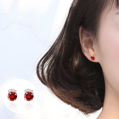 ショッピングゴー shoppinggo ピアス レディース アレルギー スタッドピアス 男女兼用 一粒 おしゃれ シンプル （レッド）