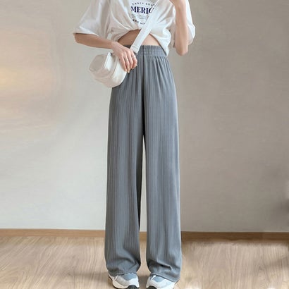 セミワイドパンツ プリーツパンツ 美脚