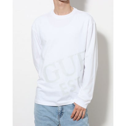 ゲス GUESS Diagonal Big Logo L/S Tee (WHT) ロゴTシャツ