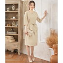 ドレスプラス DRESS+ パーティードレス セットアップ 2way 袖付き 結婚式 (ベージュ)
