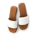 オー マイ サンダルズ Oh my Sandals レザーメッシュフラットサンダル (ホワイト)