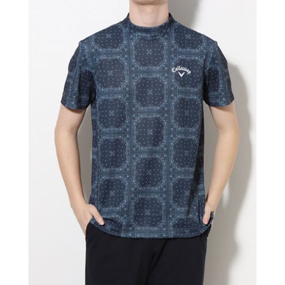 キャロウェイ Callaway メンズ ゴルフ 半袖シャツ バンダナプリントメッシュカノコ半袖モックネックシャツ 6217219073 （ネイビー）
