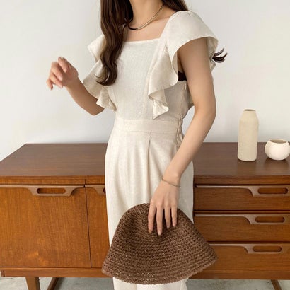 カラウティア callautia callautia バックリボンフリルオールインワン （アイボリー）