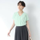 インディヴィ INDIVI 【通勤/UVケア/接触冷感】トリアセテート混タックブラウス (カーキ&グリーン(020))