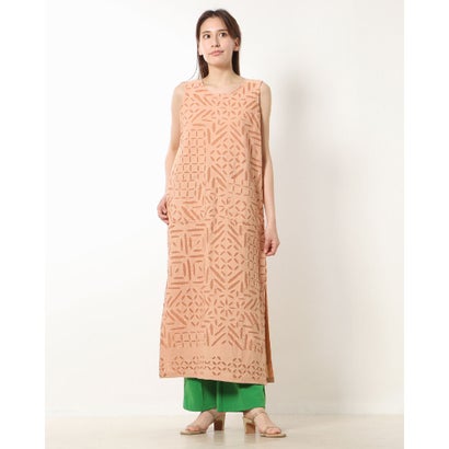 カンカン KANKAN カットワークストーンウォッシュノースリーブワンピース （ピンク）