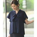 ルイルエブティック RUIRUE BOUTIQUE 選べる2typeボウタイタックブラウス(A TYPE:ケープスリーブ&シングルカラー) (ケープスリーブ/ネイビー)