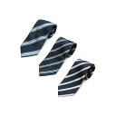 トーキョーシャツ TOKYO SHIRTS ベーシックネクタイ 3本セット 選べる3種類柄 【無地・ストライプ・小紋】 (ネイビーストライプ22)