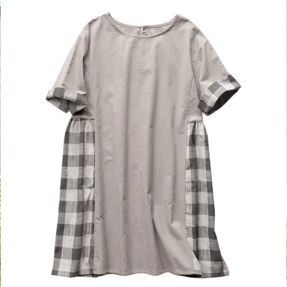 ヴィオラ エ ヴィオラ Viola e Viola サイド切替チェック柄デザインチュニック (ライトグレー系)