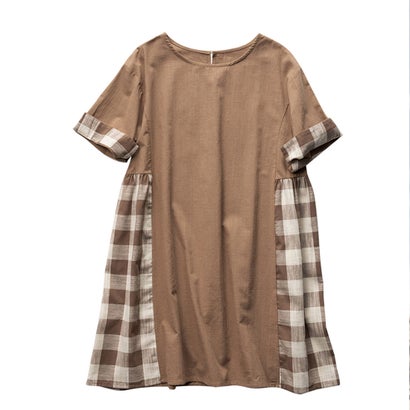 ヴィオラ エ ヴィオラ Viola e Viola サイド切替チェック柄デザインチュニック (モカ系)