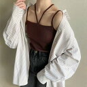 ジュノア JUNOAH 【取り外し可能カップ付き】ダブルストラップキャミソール (ブラウン)