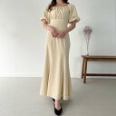 ジュノア JUNOAH リネンライクレースアップマーメイドワンピース (ナチュラル)