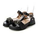 【本革 / 日本製】 バークレー BARCLAY ソフトチューブレザー 厚底 ビットモチーフサンダル (BLK)