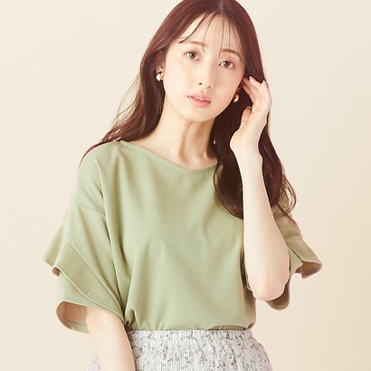アロッタ Alotta 【4つの機能付】フリル袖Tシャツブラウス （リーフグリーン）