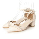 トミエコ Tomieco パール飾り付きセパレートパンプス フリルがオシャレ (IVORY)(4)