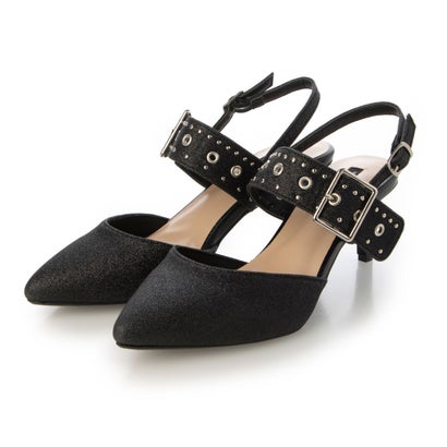 アタガール attagirl 6cmヒールスリングバックスタッズパンプス （ブラックグリッター）