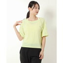 ナージージャパン NERGY JAPAN レディース フィットネス 半袖Tシャツ タンク付き後ろスリットTEE_ NJQ63010 (ライム×ホワイト)
