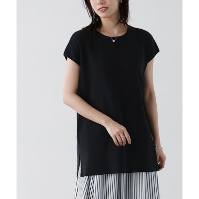 フレンチスリーブニットチュニック (ブラック)