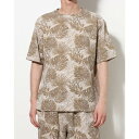 スタイルブロック STYLEBLOCK エンボスワッフルリーフ柄半袖クルーネックTシャツ (ベージュ)(4)