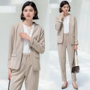 ジーラ GeeRA 【ジャケット+パンツ】洗濯機で洗えるのびのび!ストレッチカットソーセットアップスーツ (ベージュ)