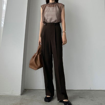 ルエレ Louere ワンタックベーシックスラックス (ダークブラウン)