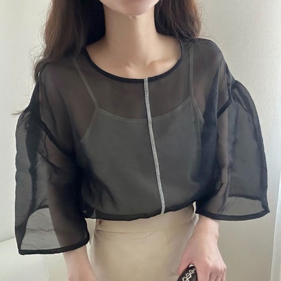 ラウアー LAUIR センターラインボリュームスリーブブラウス （ブラック）