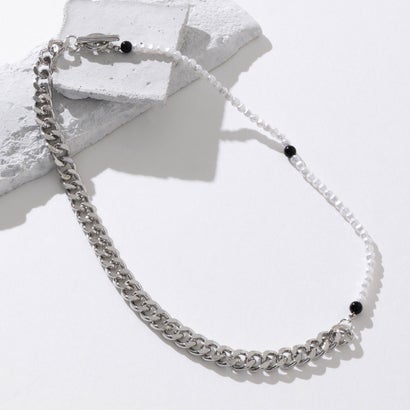 ジョン JON デザインネックレス パールネックレス 鉄素材 （シルバー）