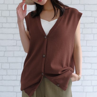 アクアガレージ aquagarage Vネックサマーニットカーディガン ベスト （ブラウン）のサムネイル