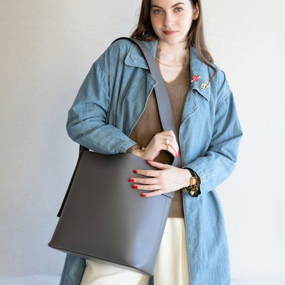 ■TV媒体紹介商品■スタイロ styiro A4以上 ワイドストラップ ビッグトートバッグ ショルダー/ 太ベルト ワンハンドル（グレー）