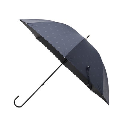 オーバータッシェ Ober Tashe 【紫外線遮蔽率99.9%以上/遮光率99.9%以上/晴雨兼用/日傘/UVカット/熱中症対策】ドット柄長傘 (ネイビー(093))