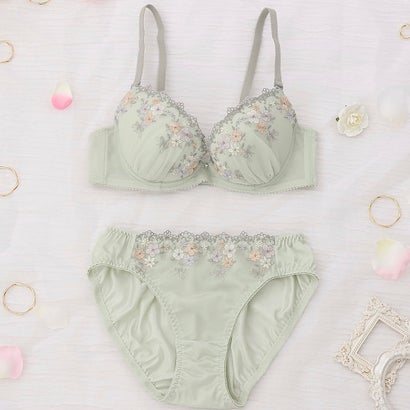 パリーゼ Palissee 【EFカップ】プチフラワーブーケ 3/4カップブラ&ショーツ 【返品不可商品】 (カーキ)