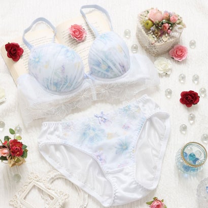 パリーゼ Palissee 【EFカップ】フローラルヴェール 3/4カップブラ&ショーツ 【返品不可商品】 (サックス)