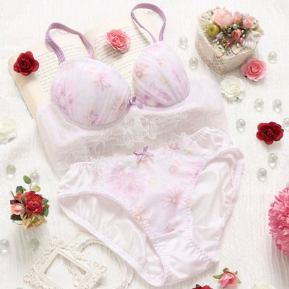 パリーゼ Palissee 【EFカップ】フローラルヴェール 3/4カップブラ&ショーツ 【返品不可商品】 (パープル)