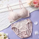 パリーゼ Palissee シアーレースフラワー 3/4カップブラ&ショーツ【返品不可商品】 (ピンク)