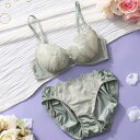 パリーゼ Palissee シアーレースフラワー 3/4カップブラ&ショーツ【返品不可商品】 (カーキ)