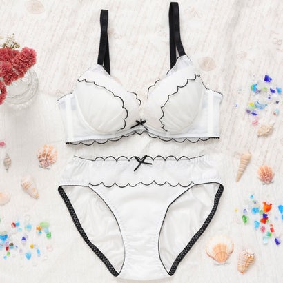 パリーゼ Palissee 【EFカップ】バイカラーフラワーレース 3/4カップブラ&ショーツ 【返品不可商品】 (オフホワイト)