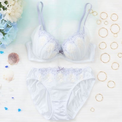 パリーゼ Palissee フラワーブーケチュールレース 3/4カップブラ&ショーツ【返品不可商品】 (サックス)