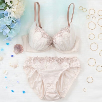 パリーゼ Palissee 【EFカップ】フラワーブーケチュールレース 3/4カップブラ&ショーツ【返品不可商品】 (ベージュ)