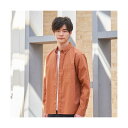 ピッタリ Pitta Re:) ラウンドテール ボタンダウン 長袖カジュアルシャツ (オレンジ)
