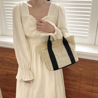 かごバッグ レディース大容量草編みバッグ