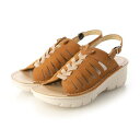 【本革】厚底サンダル 本革 母の日 軽量 バックストラップ サンダル レディース (キャメル(ヌバック))