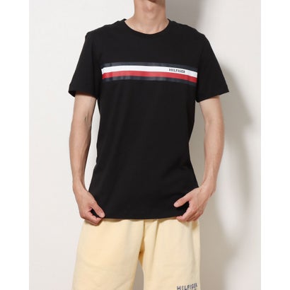 トミー ヒルフィガー TOMMY HILFIGER モノタイプチェストストライプTシャツ （ブラック）