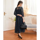 ドレスプラス DRESS+ ワンピース ドレス レース 結婚式 披露宴 パーティー (ネイビー)(4)