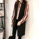 アミュレット Amulet ノースリーブジャケット レディース アウター ジレ ベスト トップス 長袖 春 夏服 秋 韓国ファッション 10代 20代 30代 オフィスカジュアル 無地 (ブラック)