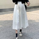 アミュレット Amulet シンプルAラインスカート レディース ボトムス 春 夏服 韓国ファッション 10代 20代 30代 オフィスカジュアル ロングスカート ミモレ丈スカート 大きい (ホワイト)
