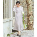 ドレスプラス DRESS+ ワンピース ドレス プリーツ Iライン ミモレ丈 (ライトグレー)